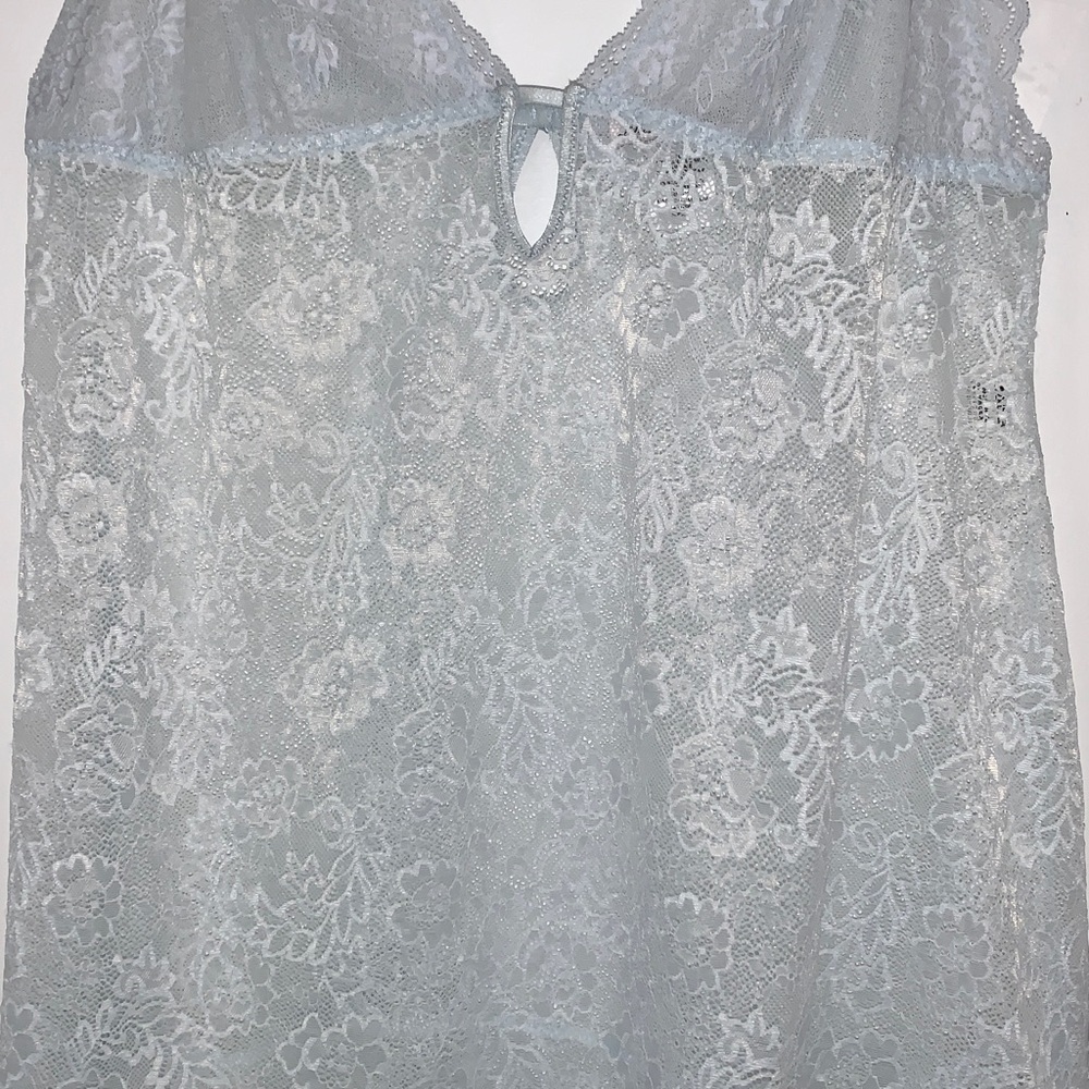 NWOT Linea Donatella Allover Lace Babydoll and Thong 2 Pc Set in Baby Blue XL - Picture 7 of 16